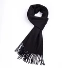 Classic Plain Design Soft-brushed surface cheap black color men scarf