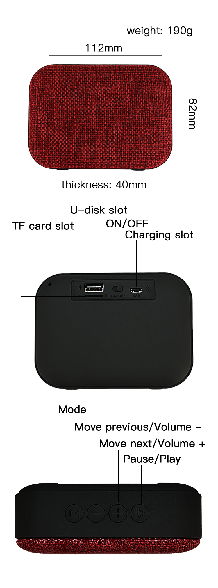 Fabric woofer USB FM Portable Radio Bluetooth Speaker - ANKUX.COM