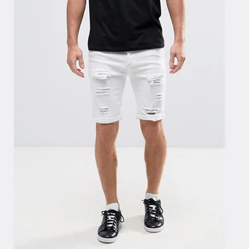 white distressed jean shorts mens
