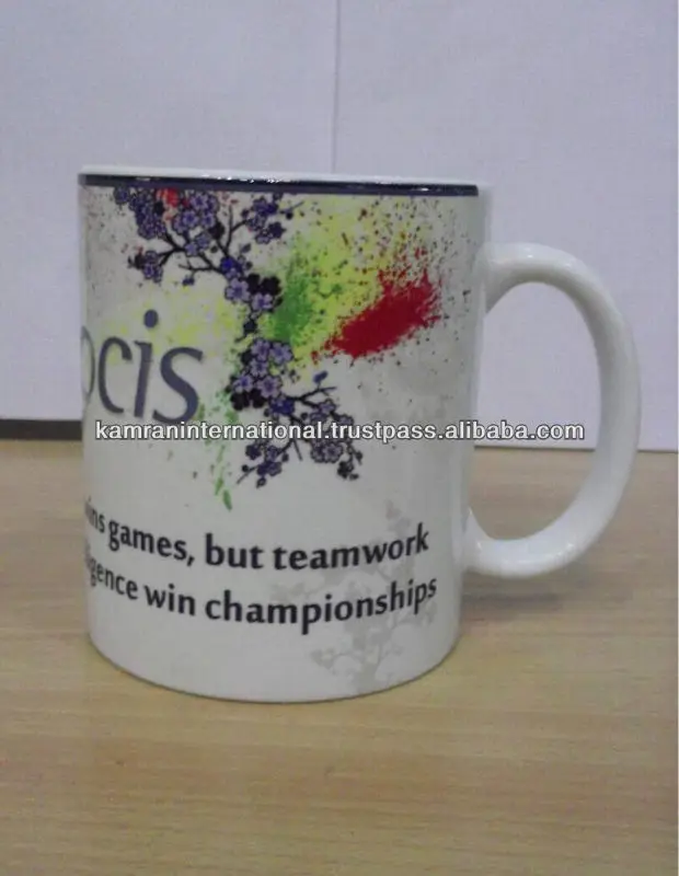promotional white printed ceramic mug, plain white ceramic mugs