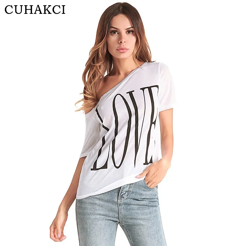 CUHAKCI Women New Arrivals Fashion Love Printed T-shirt Woman Tee Tops Casual Female Tops Off The Shoulder T Shirt, 6 colors
CUHAKCI Women New Arrivals Fashion Love Printed T-shirt Woman Tee Tops Casual Female Tops Off The Shoulder T Shirt, 6 colors