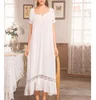 Scoop Neck Contrast Lace frill trim night dress nightgown women