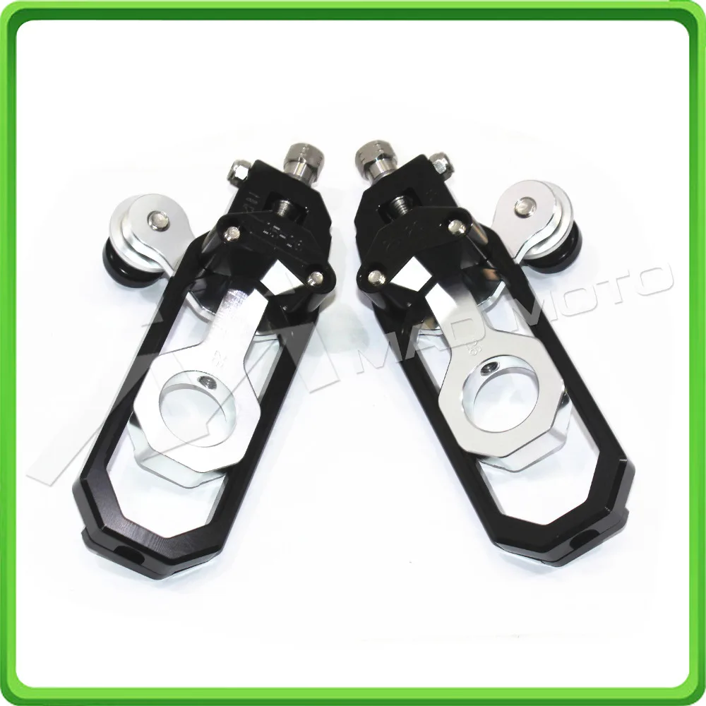 Motorcycle Chain Tensioner Adjuster with paddock bobbins kit for Yamaha YZF-R1 R1M R1S 2015 2016 2017 15 16 17 Black&Silver (4)