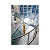 Yekalon Indoor Modern L-shaped Metal Straight Staircase with Glass Steps