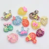Kawaii Pink Glitter Resin Cabochons Flat Back Charms Lovely Mixed Fruits Shaped Buttons For DIY Scrapbook Decor Cards Making