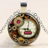 Steampunk Inspired Pendant Necklace Glass Photo cabochon necklace