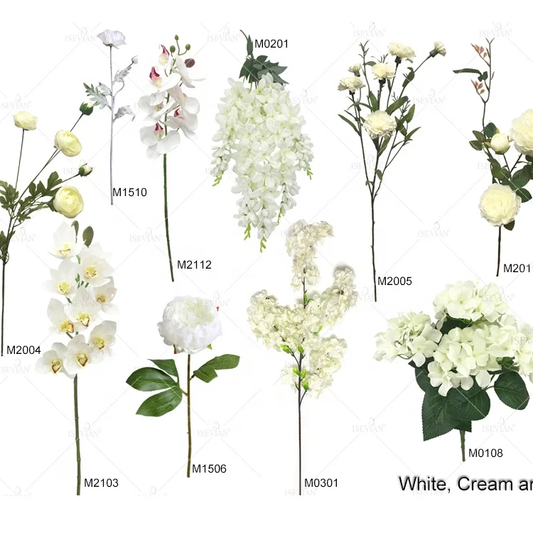 ISEVIAN بالجملة جميلة الحرير الزفاف الديكور الزهور الزهور البيضاء