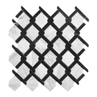 Art Marble White And Black Irregular Art Marble Mosaic Tile For Bathroom And Kitchen Backsplash