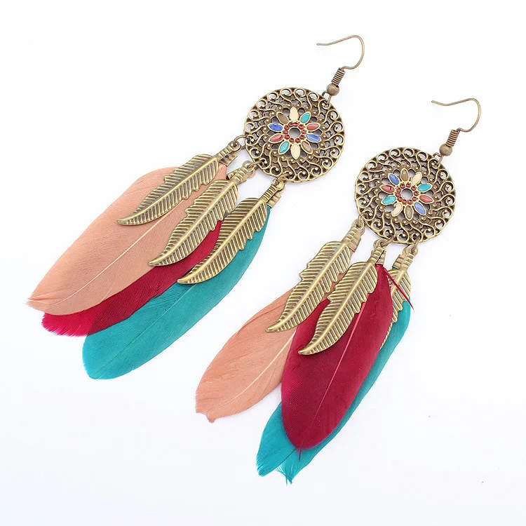 Colorful Feather Earrings Women Trendy Bohemian Feather Tassel Dangle Earrings Jewelry Gift Wholesale
Colorful Feather Earrings Women Trendy Bohemian Feather Tassel Dangle Earrings Jewelry Gift Wholesale