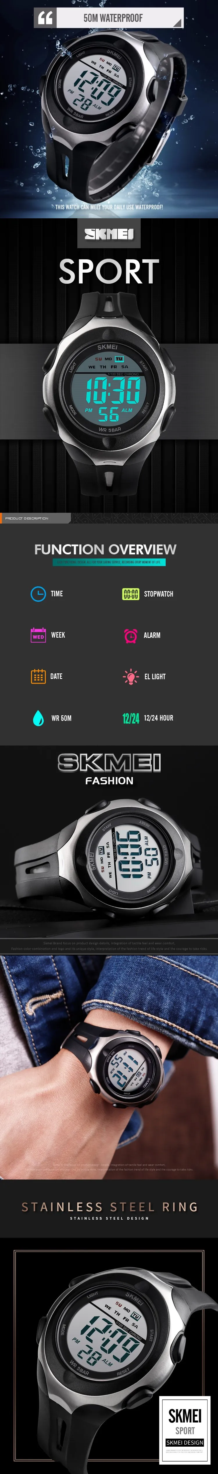 SKMEI 1492 Men's Sport Watches Digital Waterproof Outdoor Jam Tangan Watch