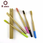 colored round charcoal bristle toothbrush bamboo with kraft paper packing 4 pcs