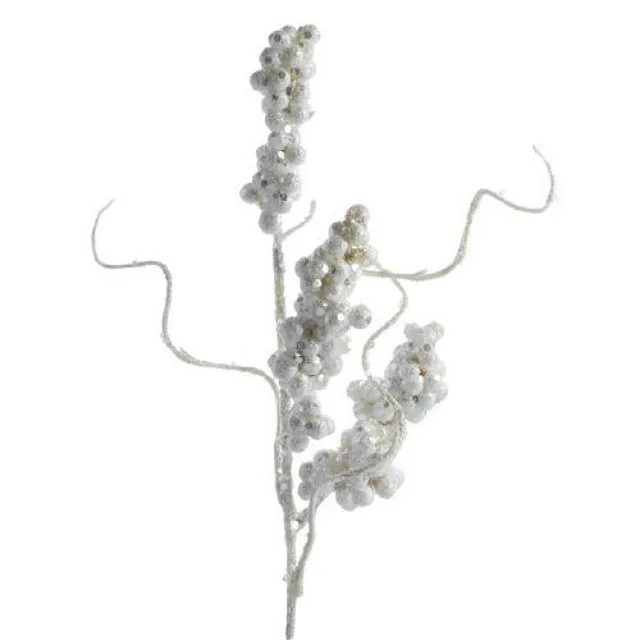 White Glitter Chunked Berry Picks for Floral Arranging, Crafting and Embellishing