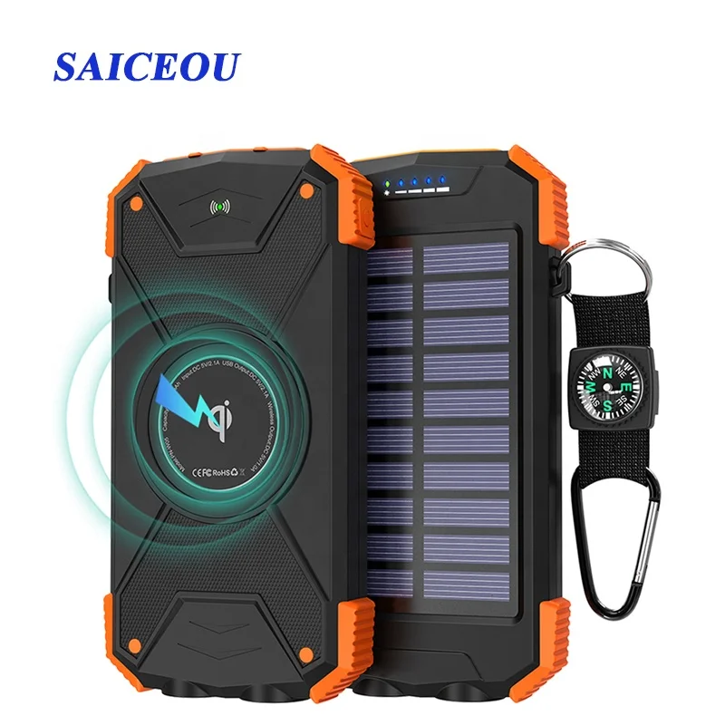 Fast charging waterproof solar power bank Qi wireless charger power bank 10000mah with solar Panel and dual LED flashlight, Black and yellow;black and blue;black and red
Fast charging waterproof solar power bank Qi wireless charger power bank 10000mah with solar Panel and dual LED flashlight, Black and yellow;black and blue;black and red