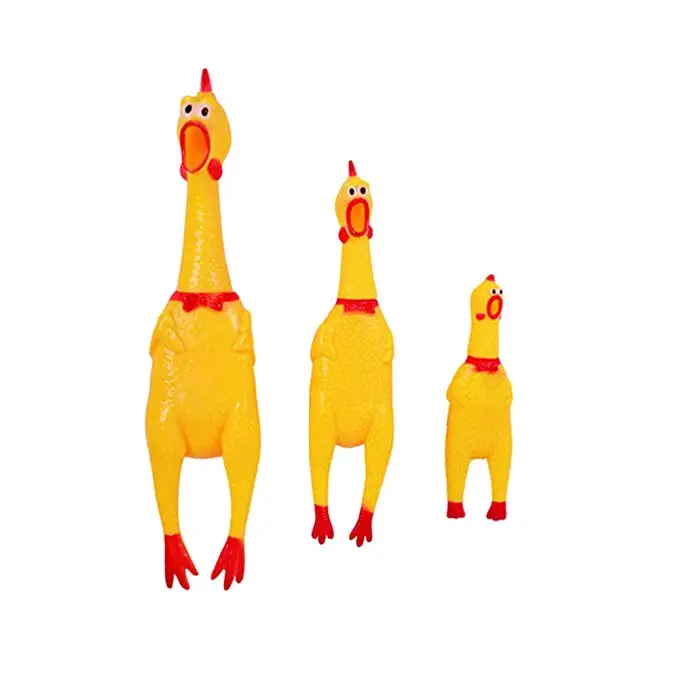

Funny Dog Toys Rooster Crows Attract Puppy Dog and Cat Pet Squeak Toys Screaming Rubber Chicken, Yellow rubber