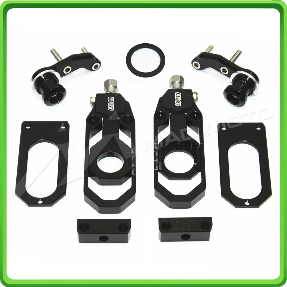 Motorcycle Chain Tensioner Adjuster with bobbins kit for Yamaha R6 YZF-R6 2011 2012 2013 2014 2015 2016 Black (12)