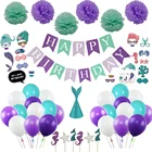 Vrise Happy Birthday Mermaid Banner Mermaid Cake Topper Photo Booth Props Mermaid Party Favors