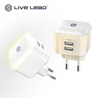 3.1A Dual usb led light wall charger with adjustable night lamp