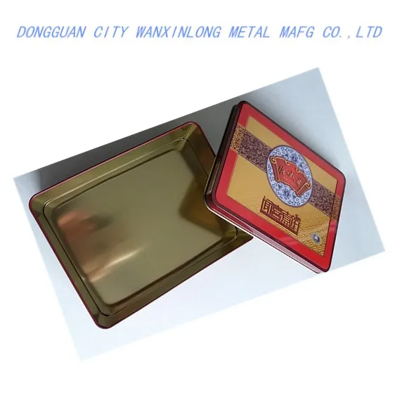 Premium rectangular metal tin gift box for cookie biscuit tea