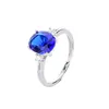 EBAY popular hot selling hand oval gemstone diamond glittering wedding ring jewelry adjustable simple zircon ring wholesale