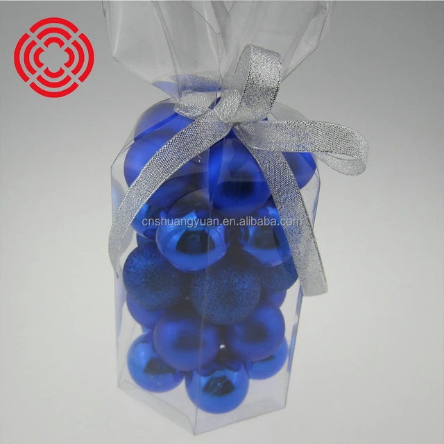 4cm lovely candy shaped pvc box packaged christmas ball /blue