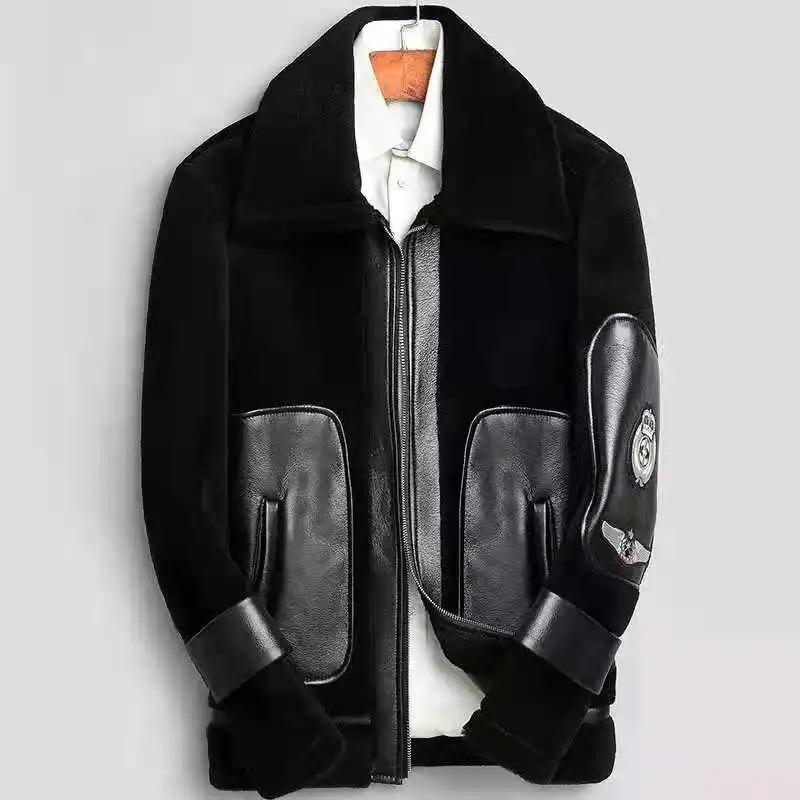 mens shearling coat with fur hood