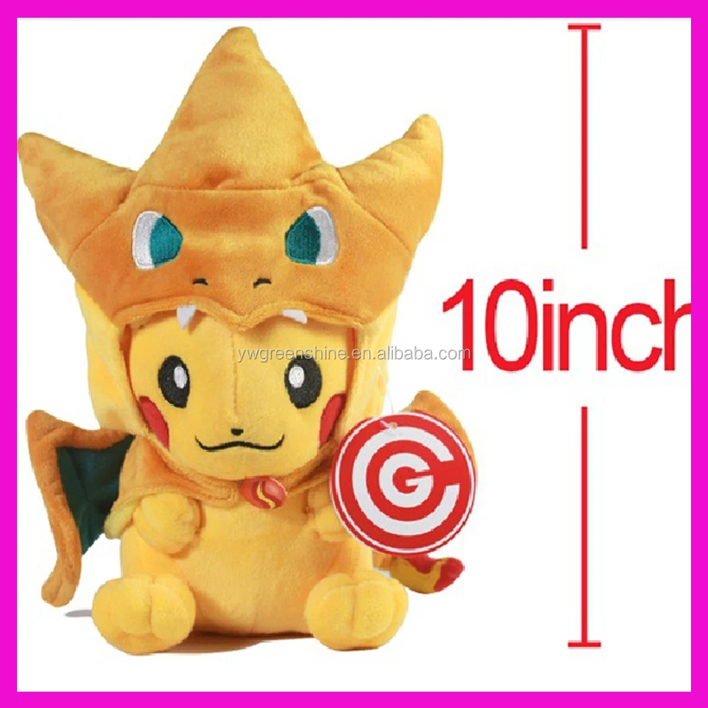 2016 Cheap Factory Price Wholesale Pokemon Plush 10 Inch Yellow Pikachu Smile Charizard Doll Stuffed Animals Figure Soft