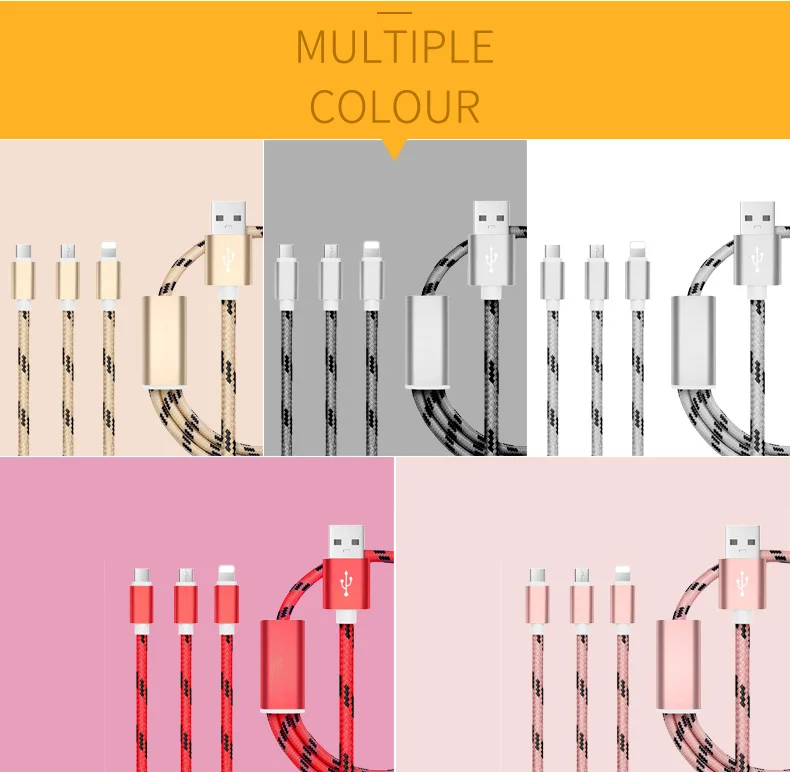 USB Cable 3 in1 usb cable for iphone android type c - ANKUX.COM