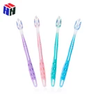 Factory OEM plastic transparent clear handle toothbrush tapered bristle