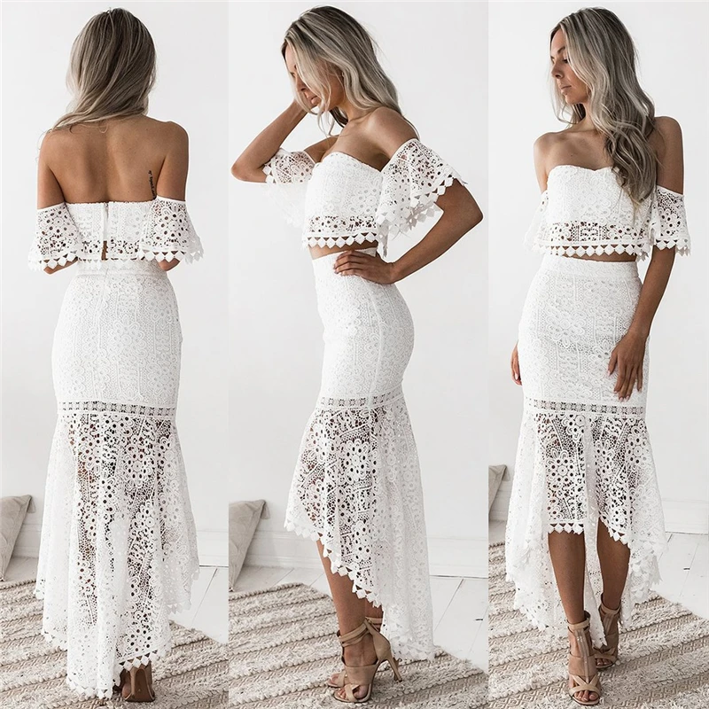 Wholesale outfits two pieces women white lace fashionable dress women clothing dress ladies dress women, As pictures
Wholesale outfits two pieces women white lace fashionable dress women clothing dress ladies dress women, As pictures