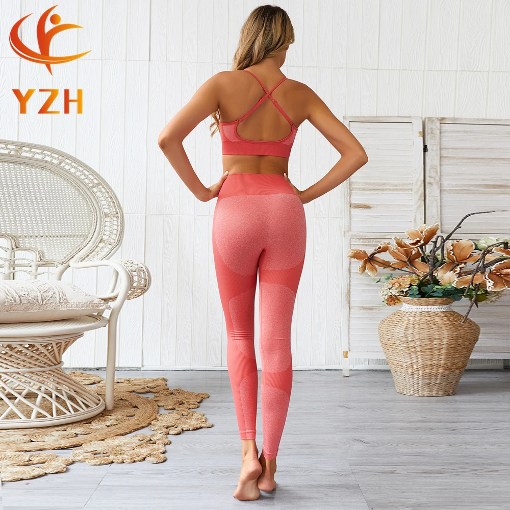 Women Midriff Yoga Wear Sport Clothing Set Seamless Sport Set Yoga