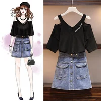 wholesale 2019 ladies fashion dresses short sleeves top and jeans skirt two pieces set women casual dress
wholesale 2019 ladies fashion dresses short sleeves top and jeans skirt two pieces set women casual dress