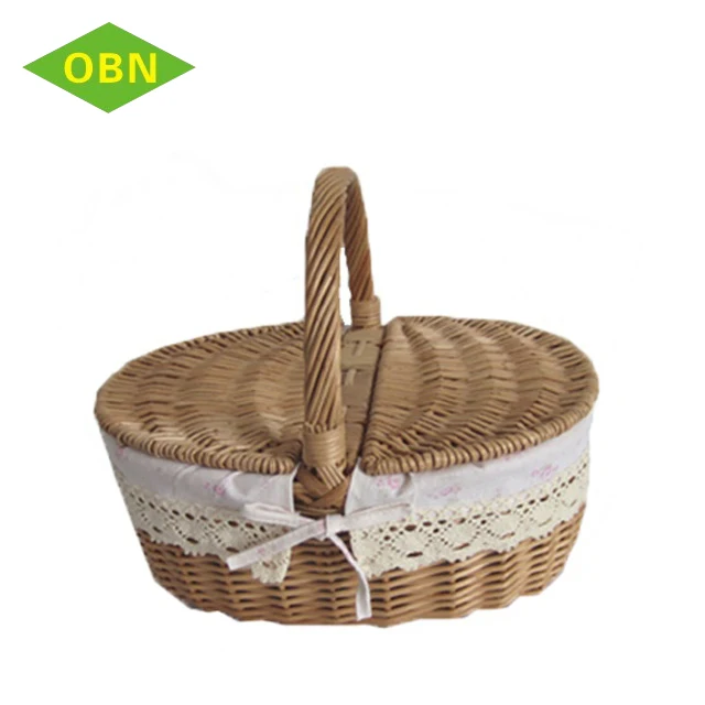 fruits food wicker hamper mini empty picnic willow basket with