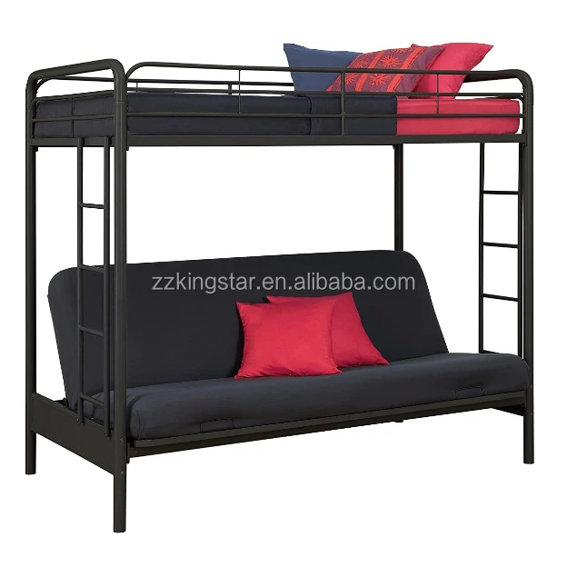 Оптовая Продажа Черный Твин более футон металла диван-кровать двухъярусный механизм защиты от детей Складная двухъярусная кровать