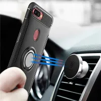 

For OPPO R9S R11S Plus Simple Case Car Holder Magnetic Ring Bracket Shockproof Rugged Armor Shell Phone Cover For R17 R15