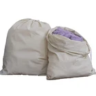 Wholesale Natural eco 100% Cotton Fabric Drawstring laundry bag