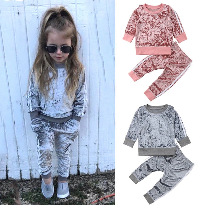 4color Autumn Winter Velvet Kids Baby Girls Clothes Sets Solid Long Sleeve T-shirt Tops + Pants 2PCS Outfit Sets Pink, As picture
4color Autumn Winter Velvet Kids Baby Girls Clothes Sets Solid Long Sleeve T-shirt Tops + Pants 2PCS Outfit Sets Pink, As picture