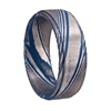 High quality anti-abrasive blue cotton damascus steel jewelry ring