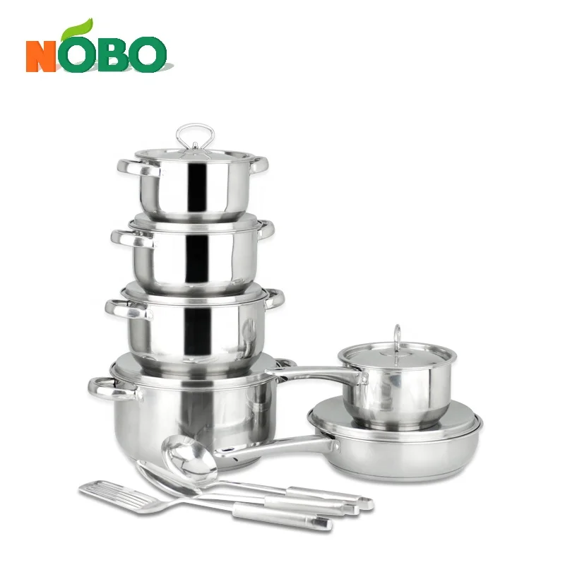 15-Piece Durable Household Cooking Pot Set Stainless Steel Stock Pot Cookware Set with Double Bottom
15-Piece Durable Household Cooking Pot Set Stainless Steel Stock Pot Cookware Set with Double Bottom