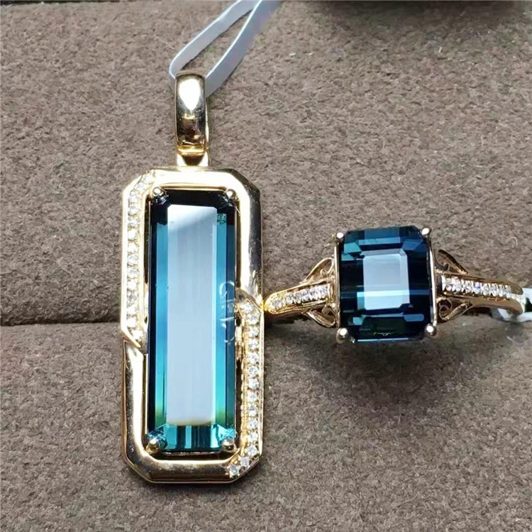 SGARIT brand classic 18K solid gold gemstone jewelry 5.8ct pendant 1.8ct ringblue natural tourmaline tourmaline jewelry sets
SGARIT brand classic 18K solid gold gemstone jewelry 5.8ct pendant 1.8ct ringblue natural tourmaline tourmaline jewelry sets