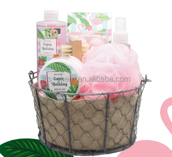 promotional natural spa bath set gift for women shower set in