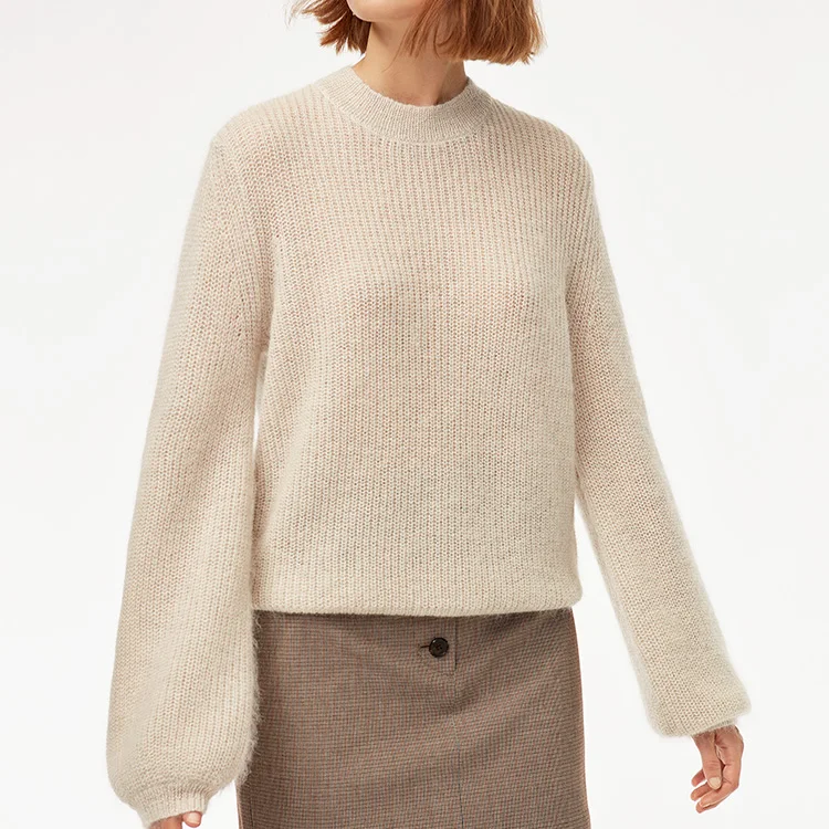 Classic Latern Sleeve Women Sweater Mohair