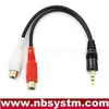 3.5mm stereo male to 2 RCA female cable adapter