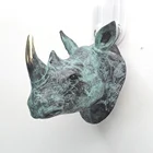 Home Craft Supplies Cheap Beauty Cute 3D Bronze Animal Head Set Metal Home Wall Art Decoration