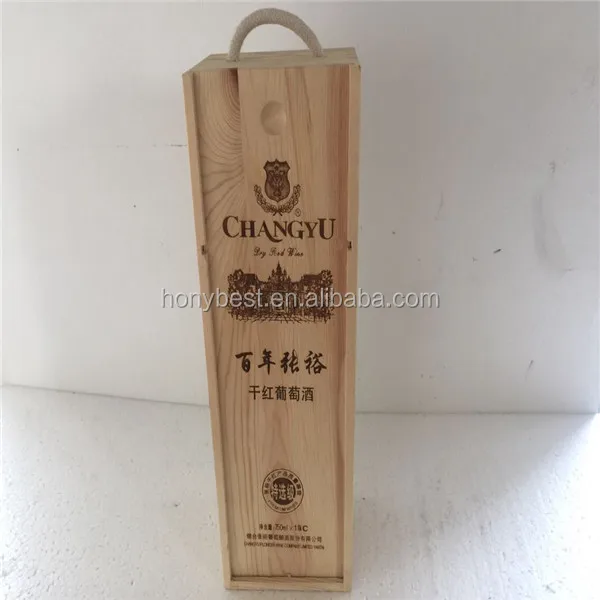 pine wood single wine glass bottle gift box with personalized