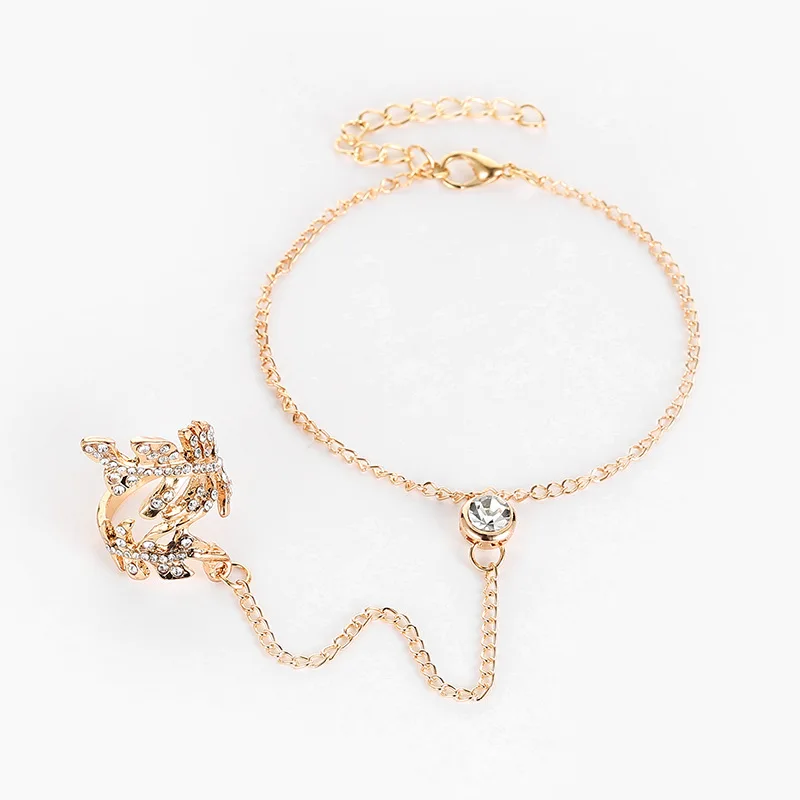 NUORO Vintage Diamond-Studded Openwork Leaf Ring Siamese Personality Bracelet Wristband Ring 
NUORO Vintage Diamond-Studded Openwork Leaf Ring Siamese Personality Bracelet Wristband Ring