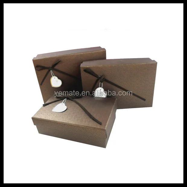 chocolate brown printed rigid gift packaging box with lid and
