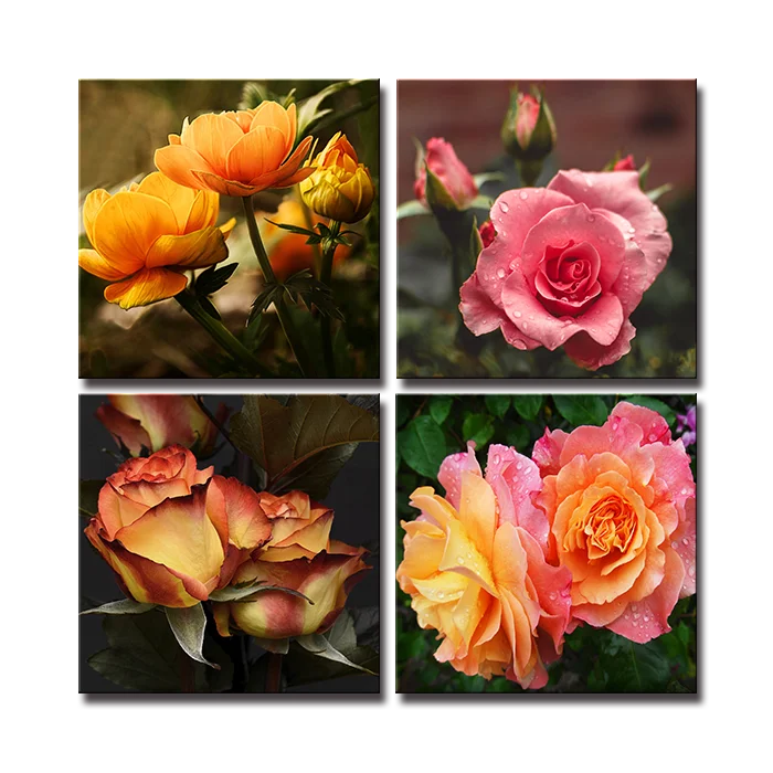 SEEGART 4 panels square size big flowers picture printed art painting for hotel wall decoration
SEEGART 4 panels square size big flowers picture printed art painting for hotel wall decoration