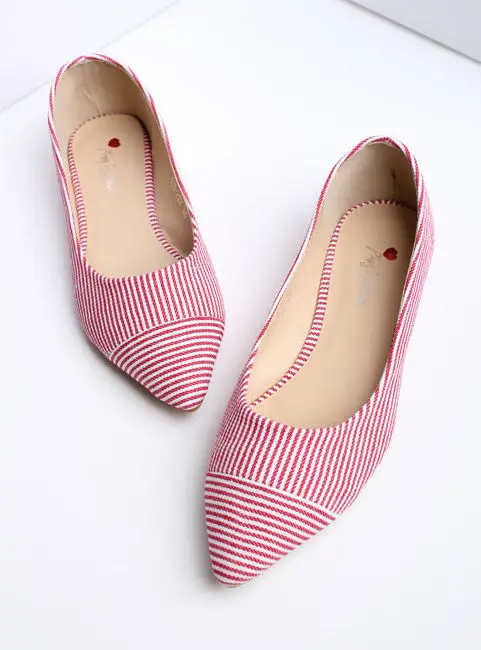 2015 New Fashion Spring Summer Autumn Women Shoes Size 35-39 Black Red Pointed Toe Strip Casual Shoes All Match Free Shipping118