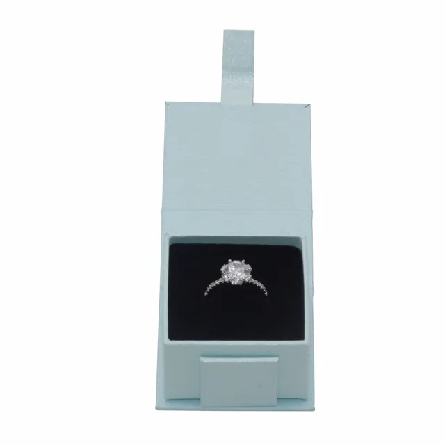 strong quality gift packaging blue paper jewelry ring box