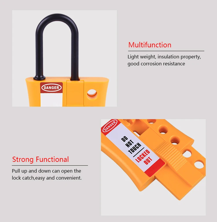 48.5mm Shackle Nylon Safety Lockout Hasp Yellow Insulation